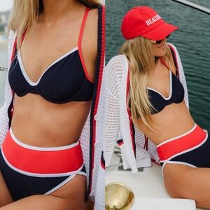 Beachriot bikini set color block Kori top+ Carlotta bottom size medium